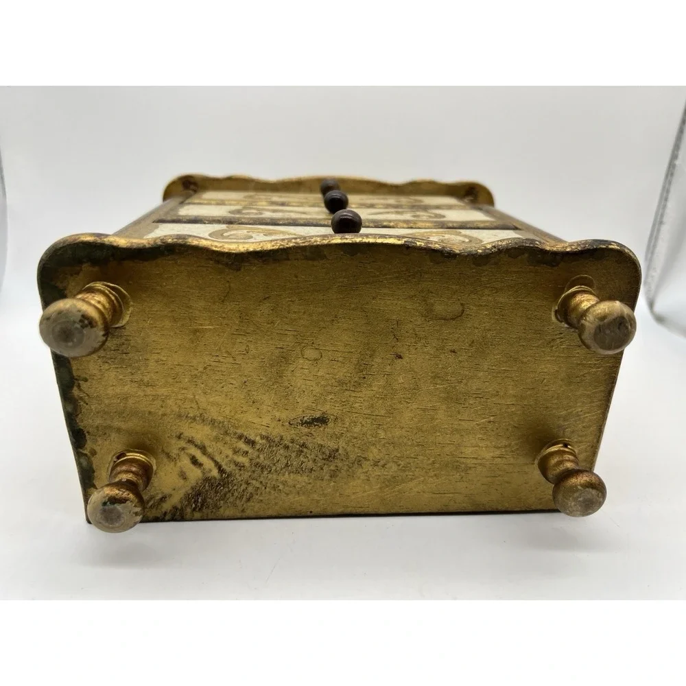 Vintage Music Jewelry Box Florentine Style Handpainted Gold Gilt WORKS Japan